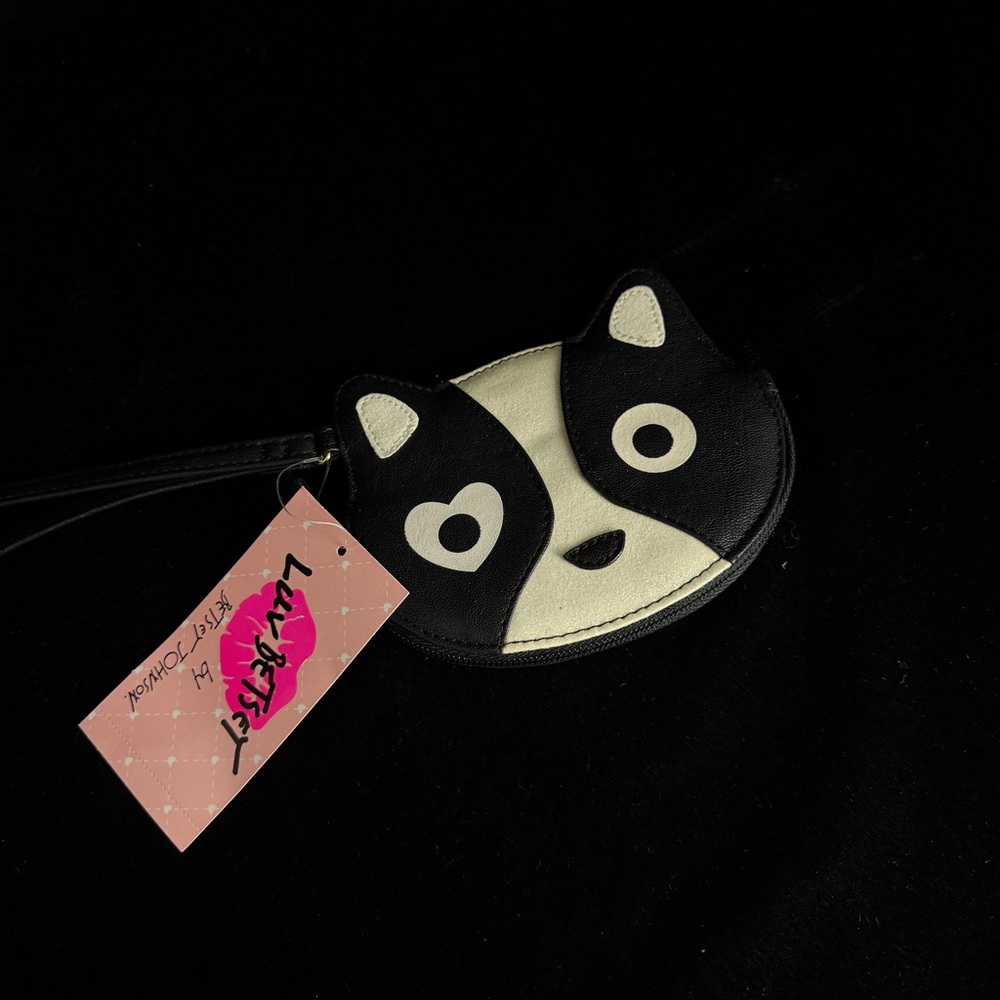 Luv Betsey by Betsey Johnson Coin Purse – Black & White Kitty Cat Face